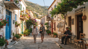 documentary travel photograph of a traditional mountain village in Crete, Greece,