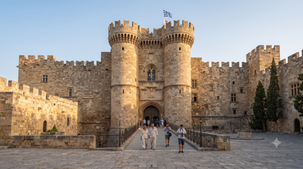 architectural photograph of the Palace of the Grand Master in Rhodes, Greece,