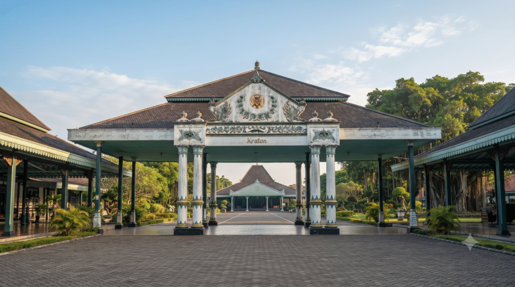 Kraton Yogyakarta royal palace complex in Indonesia, elegant traditional Javanese architecture