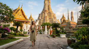 Bangkok's magnificent temples, elegant Thai temple architecture with golden roofs