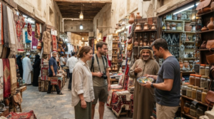 professional street photography inside a traditional Sharjah souk, UAE,