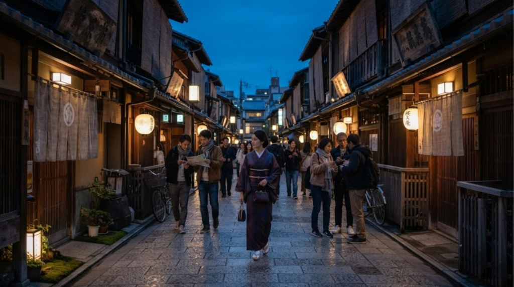photography of Gion district in Kyoto, Japan at early evening