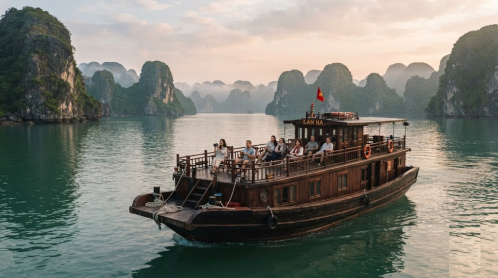 travel photograph of Halong Bay, Vietnam, traditional
