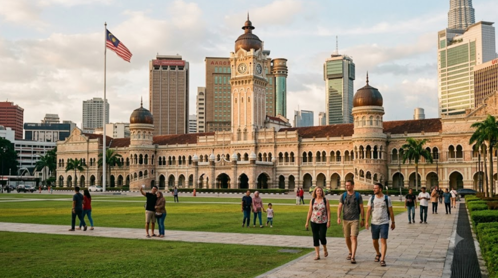 photograph of Merdeka Square and Sultan Abdul Samad Building in Kuala Lumpur,