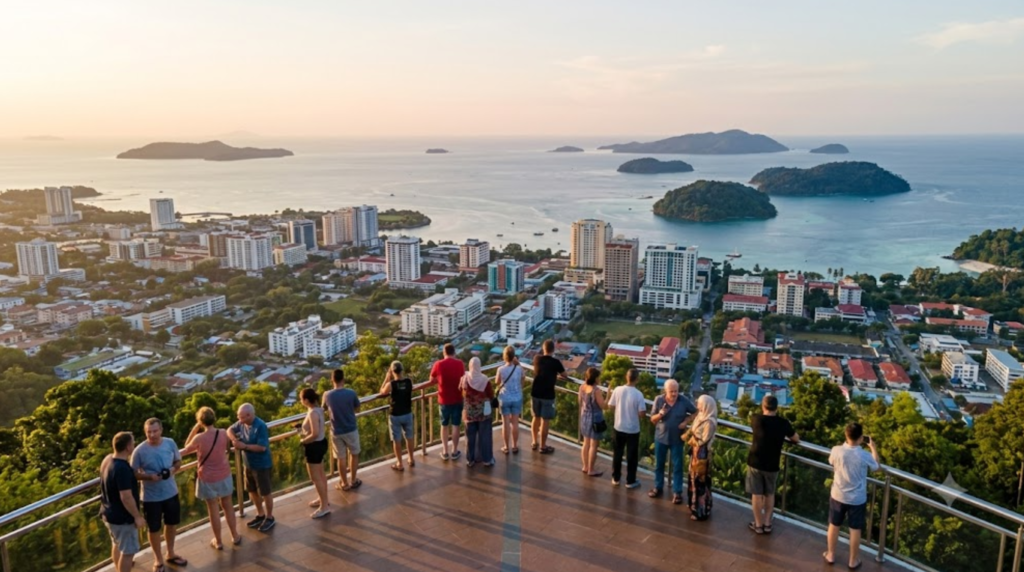 photograph from Signal Hill Observatory Platform in Kota Kinabalu, Sabah, Malaysia,