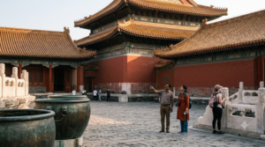 professional travel photograph of the Forbidden City in Beijing, China, magnificent traditional Chinese imperial palace architecture,