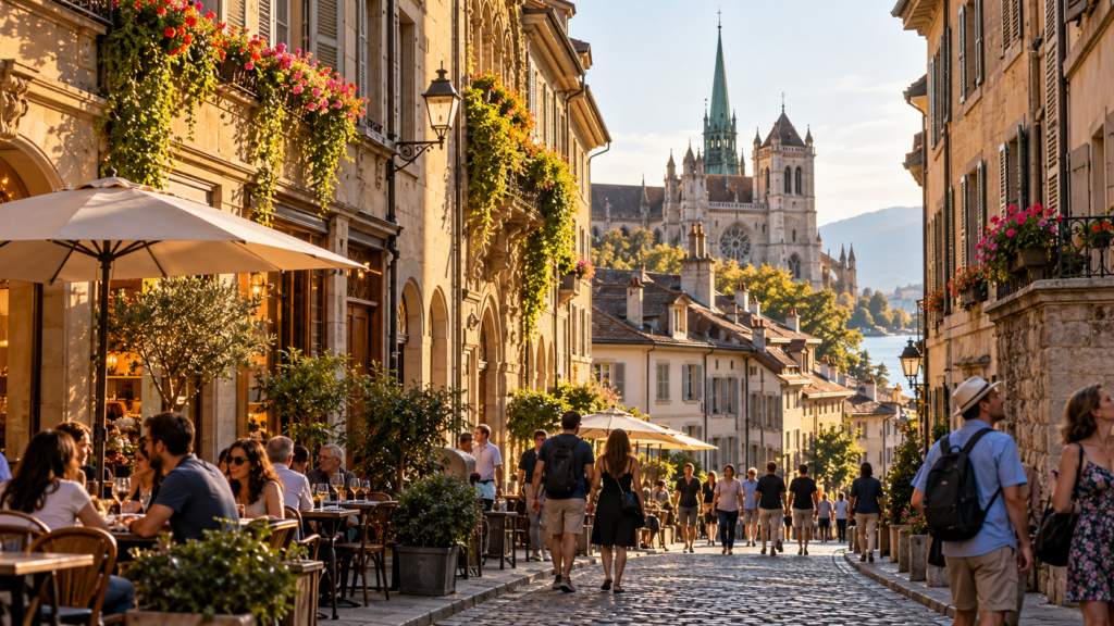 Cobblestone Stroll in Geneva Old Town