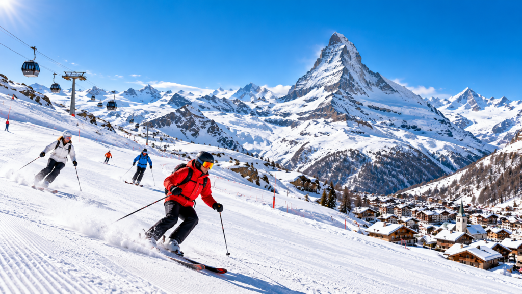 Enjoy Skiing and Snow Activities Experience Zermatt's internationally renowned ski area, offering impressive mountain scenery and slopes for different skiing abilities. Activities and accessible terrain depend on weather and seasonal conditions.